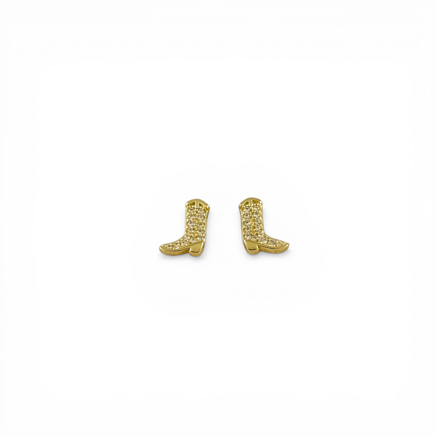 8mm Mini Cowgirl Boot Pavé CZ 18K Gold Filled Stud Earrings