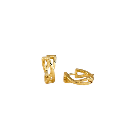Criss-Cross Huggie Hoop 18k Gold Filled Earrings