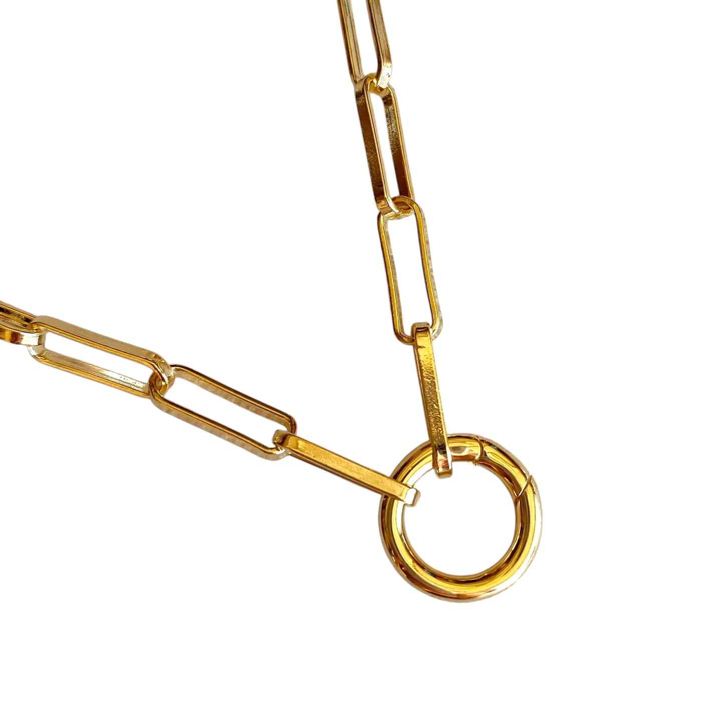 Paperclip Link Chain with Charm Holder Clasp 18k Gold Filled Necklace