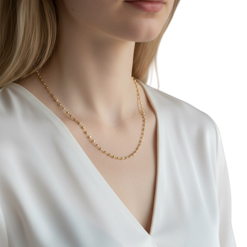 Faceted Beaded Necklace in 18K gold-filled, view 4