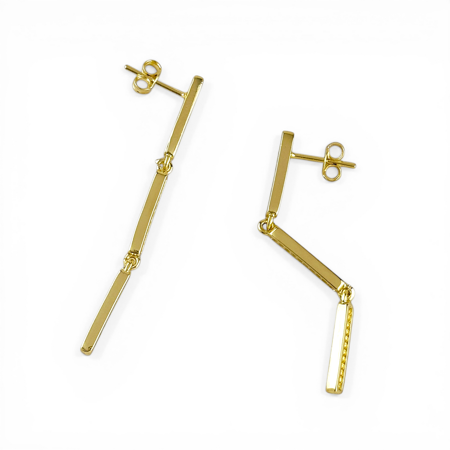 50mm Triple Bar Pavé CZ Drop 18K Gold Filled Earrings