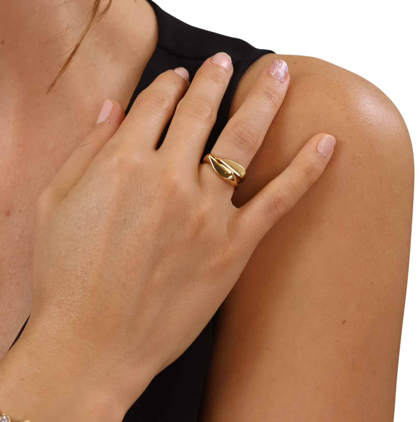 Polished Heart Double 18k Gold Filled Ring