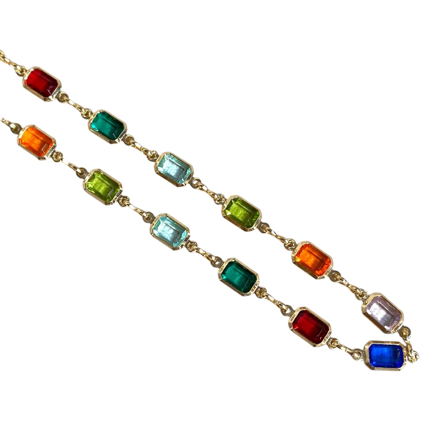 Color Stones Station 18k Gold Filled Necklace