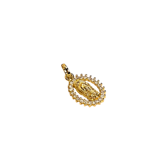 Lady of Guadalupe CZ 19mm 18k Gold Filled Pendant