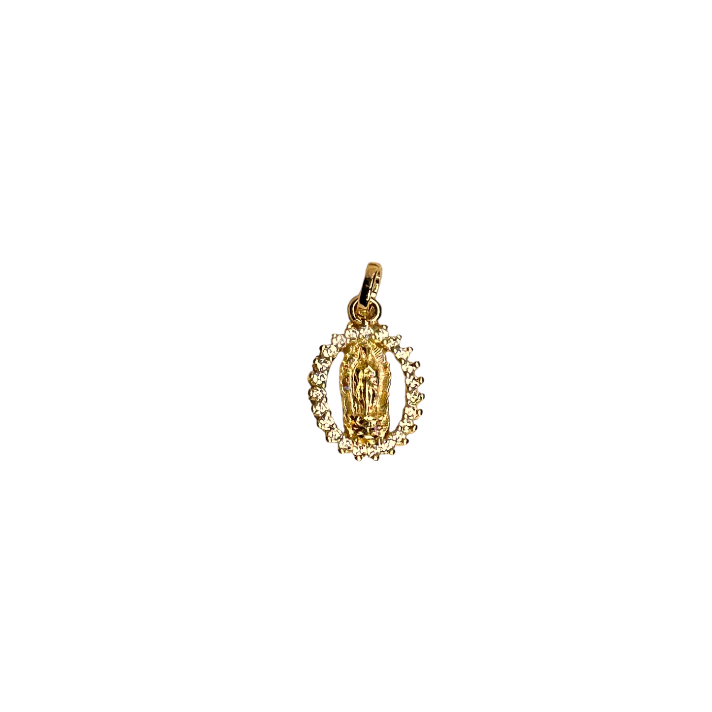 19mm CZ Lady of Guadalupe 18k Gold Filled Pendant