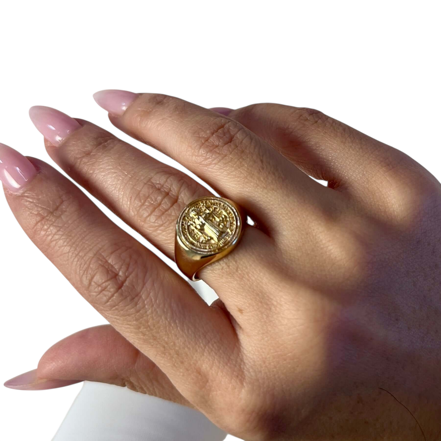 Saint Benedict Signet 18k Gold Filled Ring