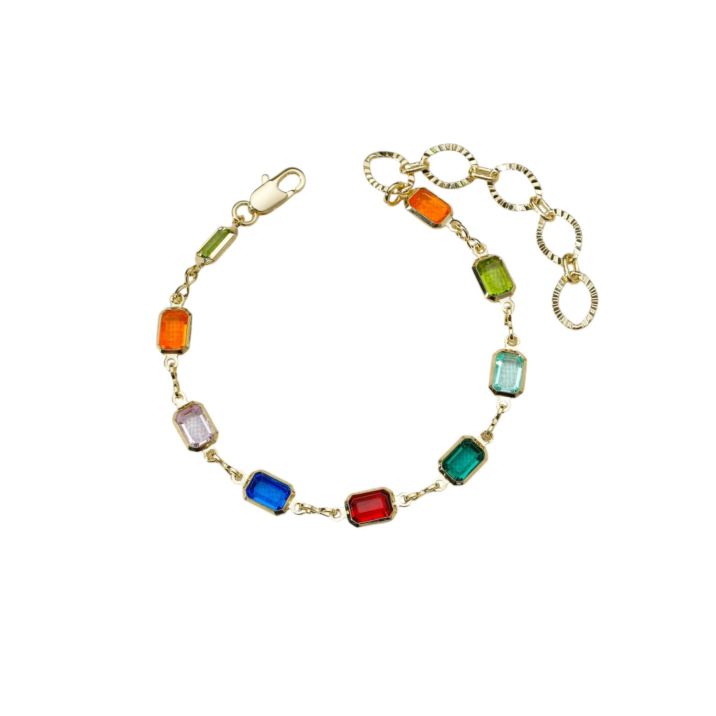 Color Stones Station 18k Gold Filled Bracelet
