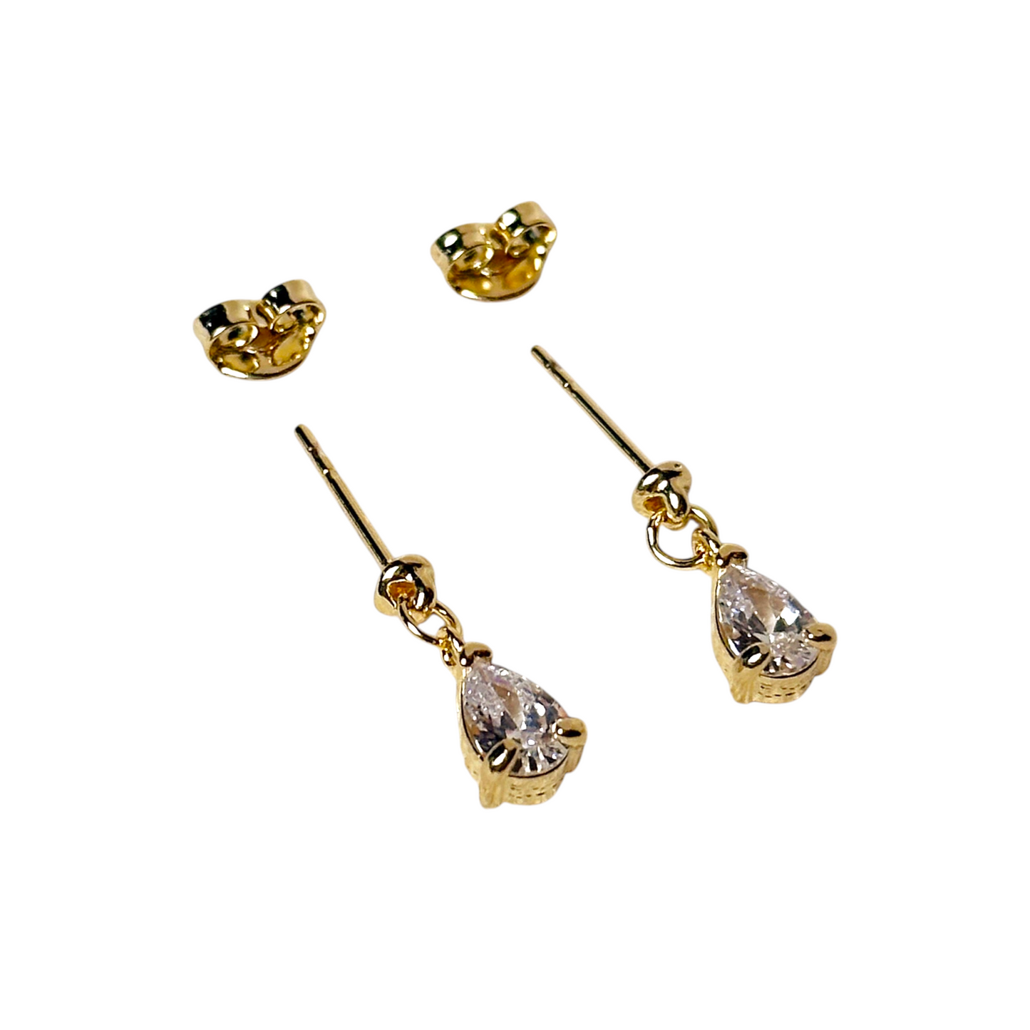 10mm CZ Teardrop Stud 18k Gold Filled Earrings