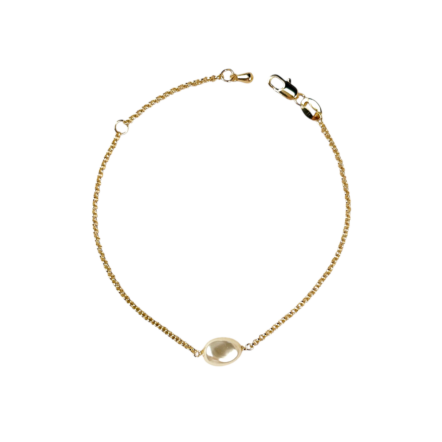 Solitaire Baroque Pearl 18k Gold Filled Bracelet