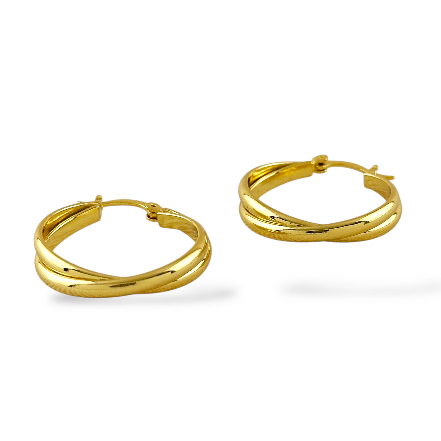 28mm Intertwined Double 18K Gold Filled Hoop Earrings
