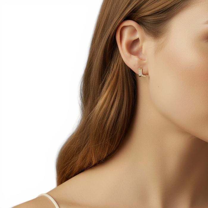 8mm Mini Cowgirl Boot Pavé CZ 18K Gold Filled Stud Earrings