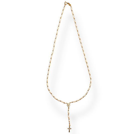 Pearl Rosary 18k Gold Filled Necklace
