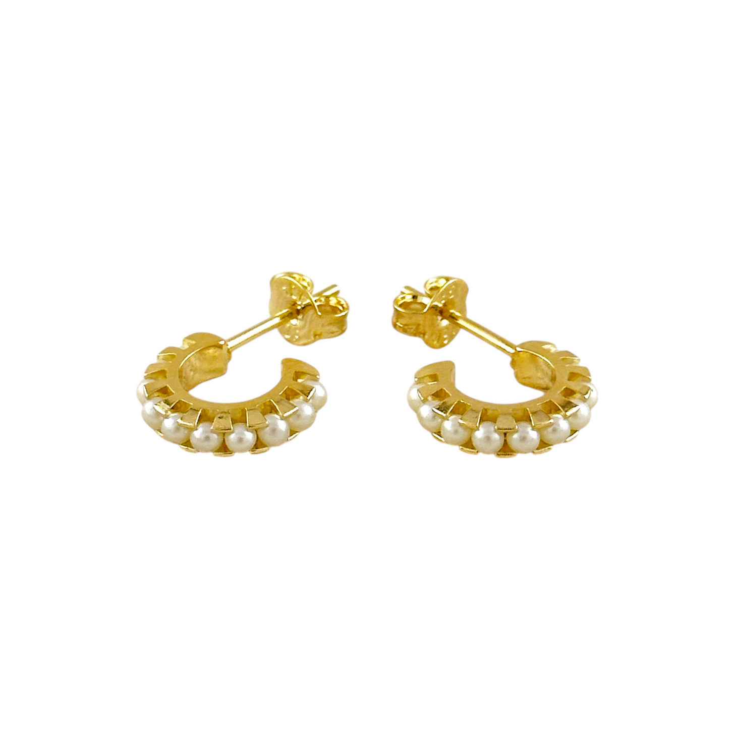 Pearl-Lined Open Hoop 18k Gold Filled Earrings