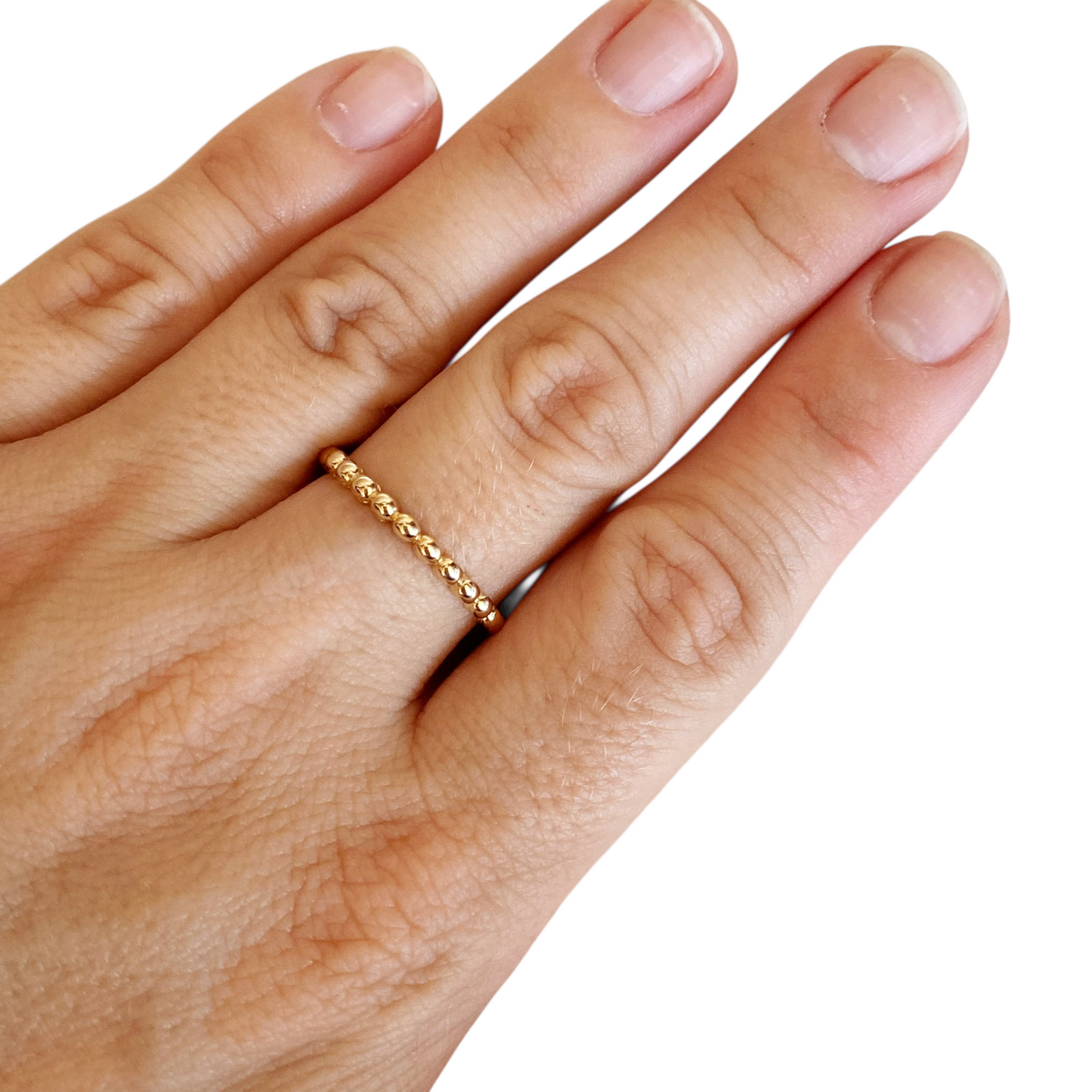 Slender Beaded Band 18K Gold Filled Ring
