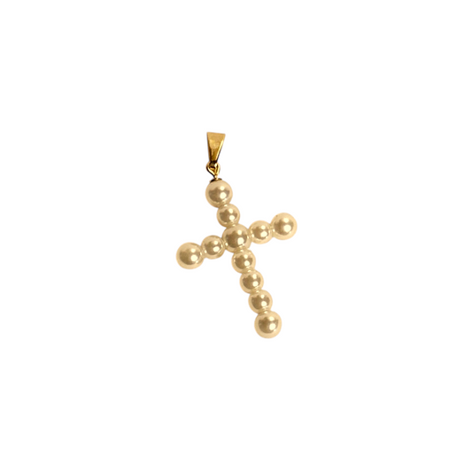 40mm Pearl Cross 18k Gold Filled Pendant