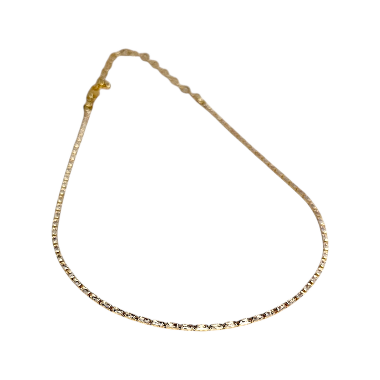 1.5mm Baguette CZ 18k Gold Filled Riviera Necklace