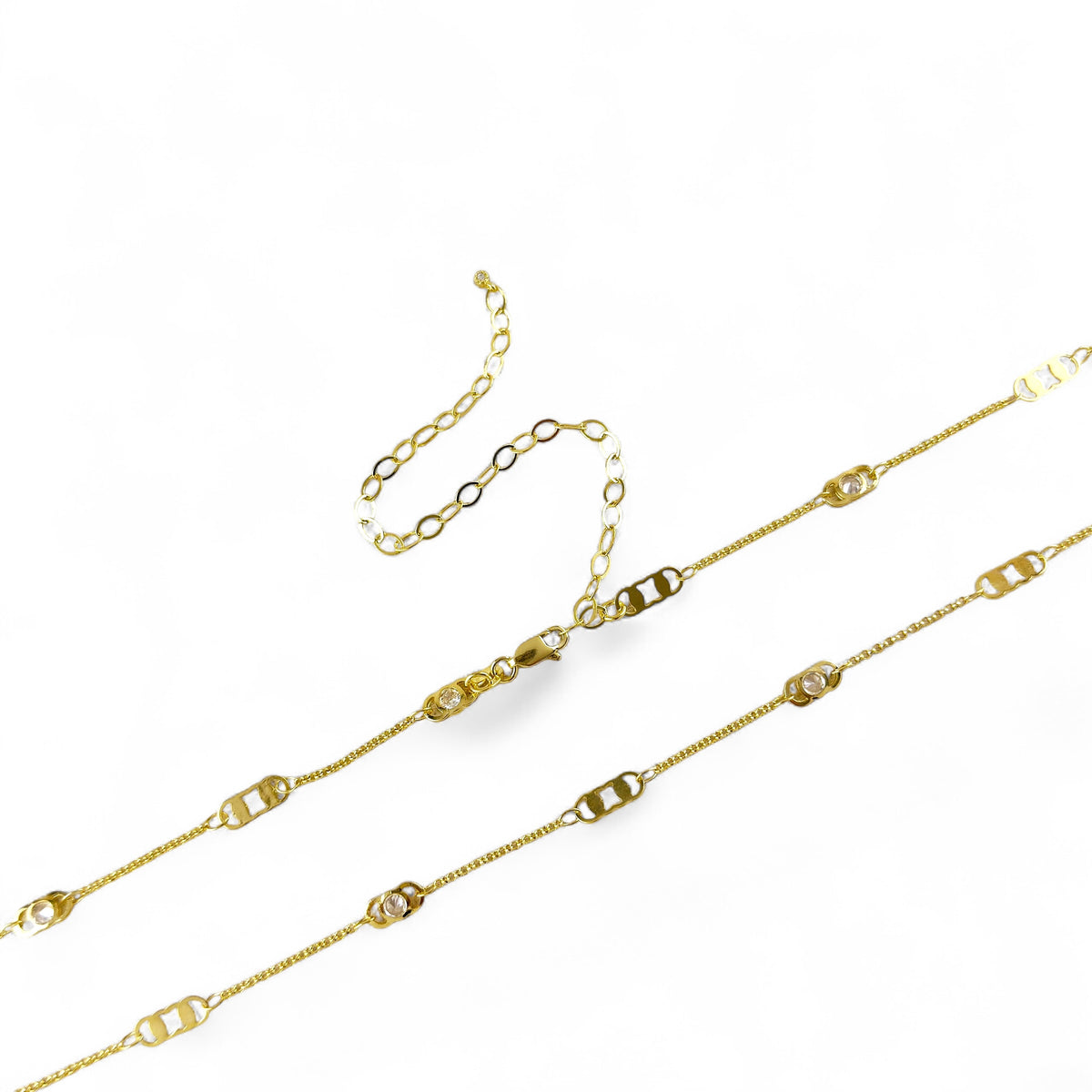 Rectangular Plate & CZ Belly Chain in 18K gold-filled, view 5