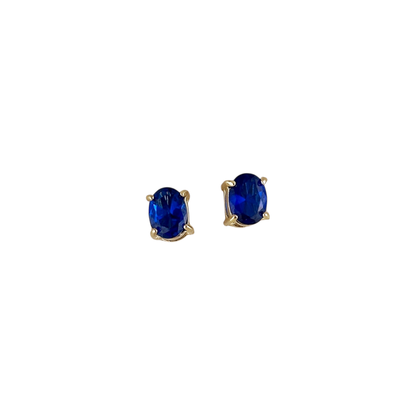 7mm Oval Sapphire CZ Stud 18k Gold Filled Earrings