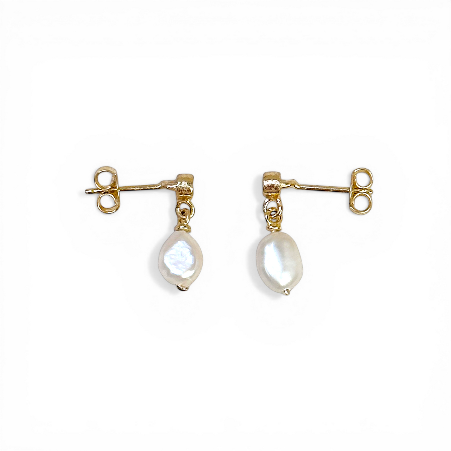 15mm Freshwater Baroque Pearl Drop with CZ 18K Gold Filled Earrings