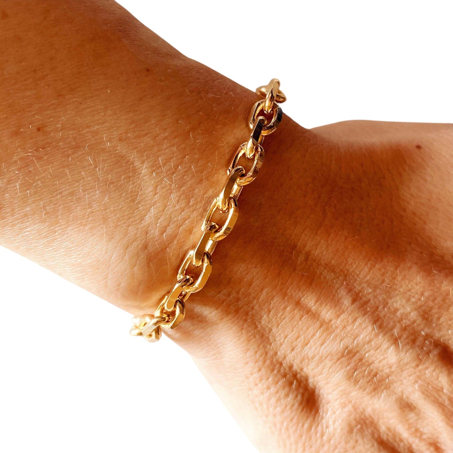 7mm Oval Link Chain 18k Gold Filled Bracelet