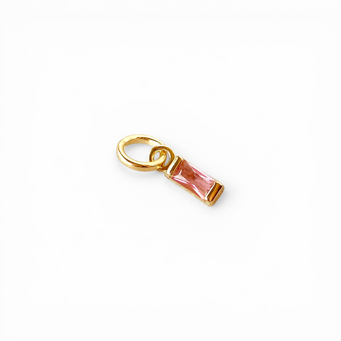 Birthstone Baguette CZ 10mm 18K Gold Filled Charm