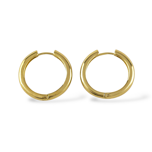 25mm Polished Hinged Huggie 18K Gold Filled Hoop Earrings