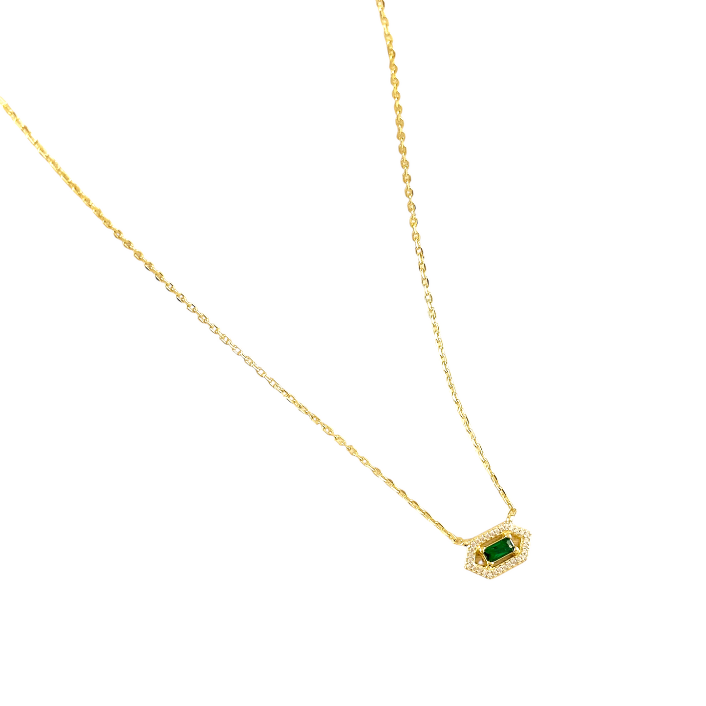 Baguette Birthstone Pendant 18k Gold Filled Necklace