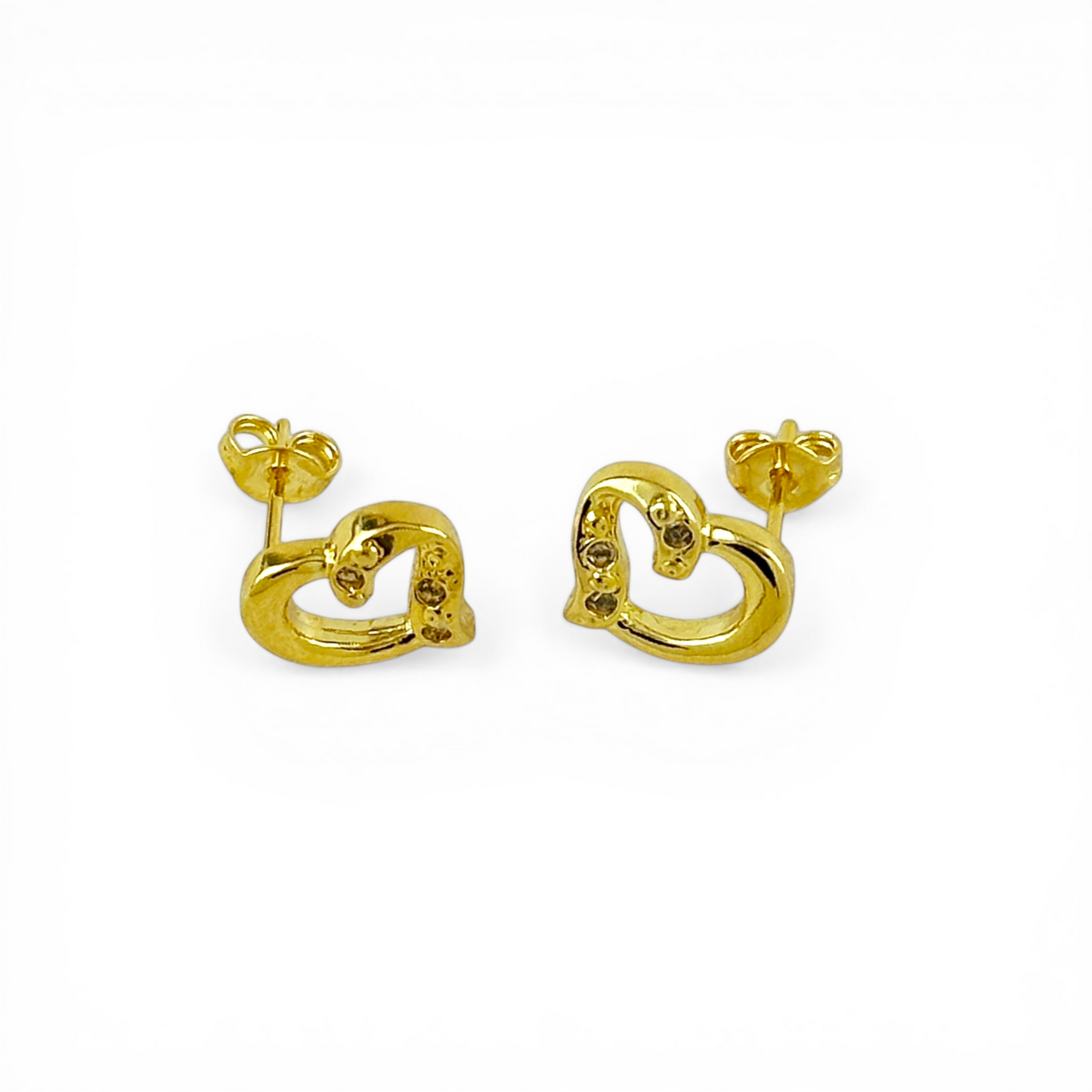 12mm Open Heart with CZ 18K Gold Filled Stud Earrings