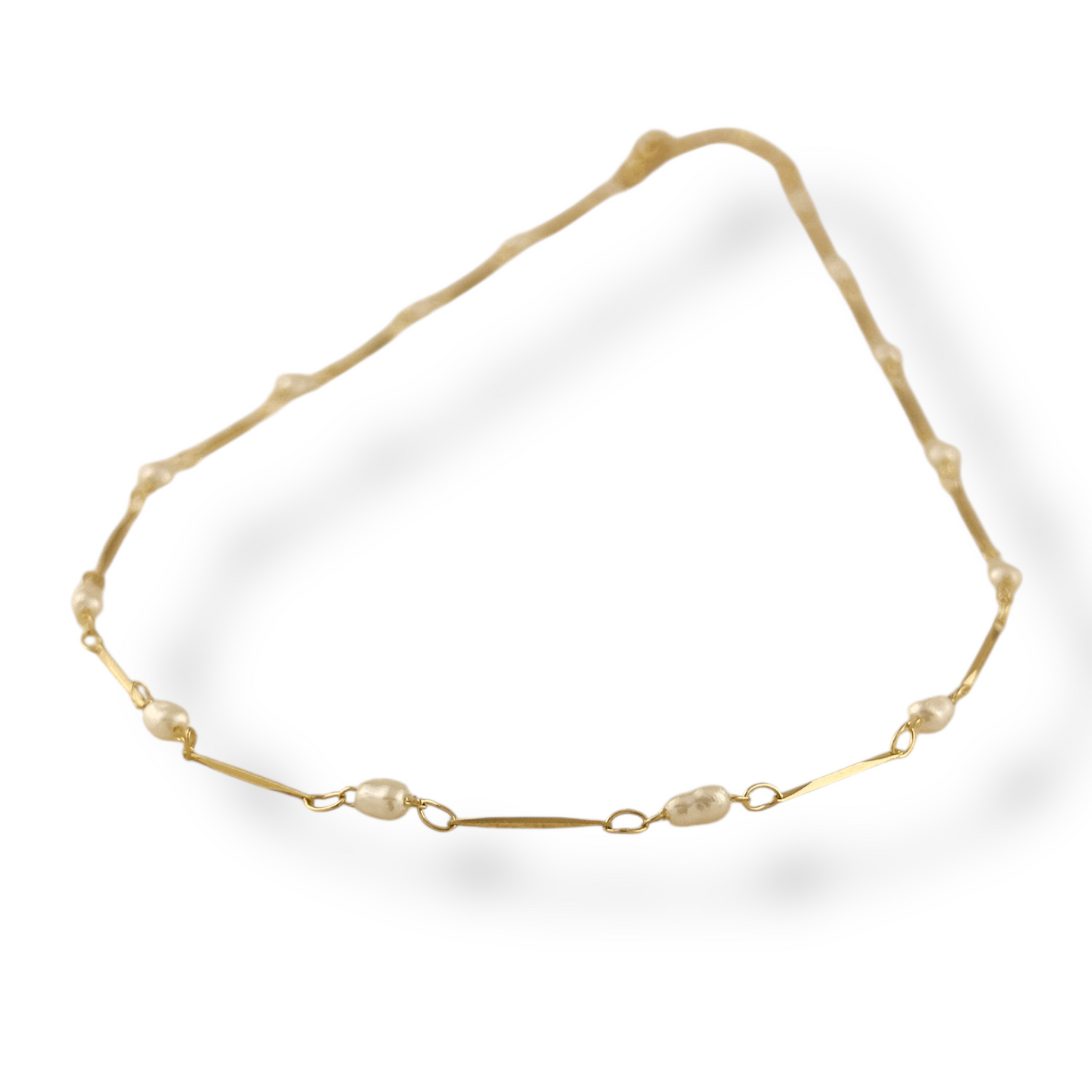 Pearl & Bar Station 18K Gold Filled Necklace