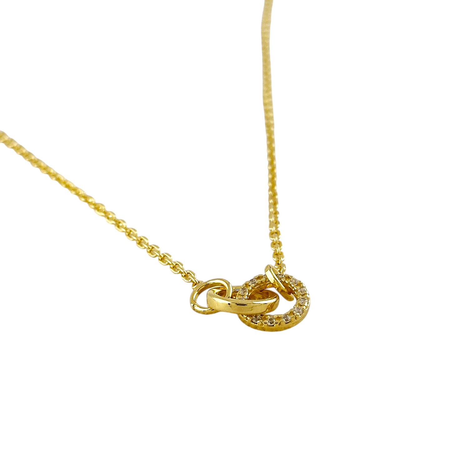 Interlocking Circles CZ 18k Gold Filled Necklace