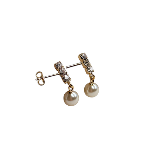 5mm CZ Pearl Drop 18k Gold Filled Earrings
