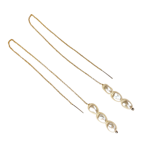 90mm Baroque Pearl Thread 18k Gold Filled Earrings