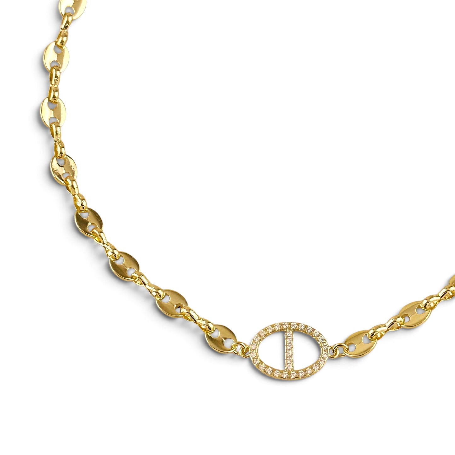 Mariner Link CZ 18K Gold Filled Choker Necklace