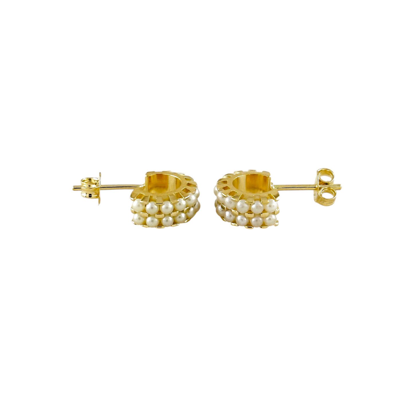 Double Pearl Open Hoop 18k Gold Filled Earrings