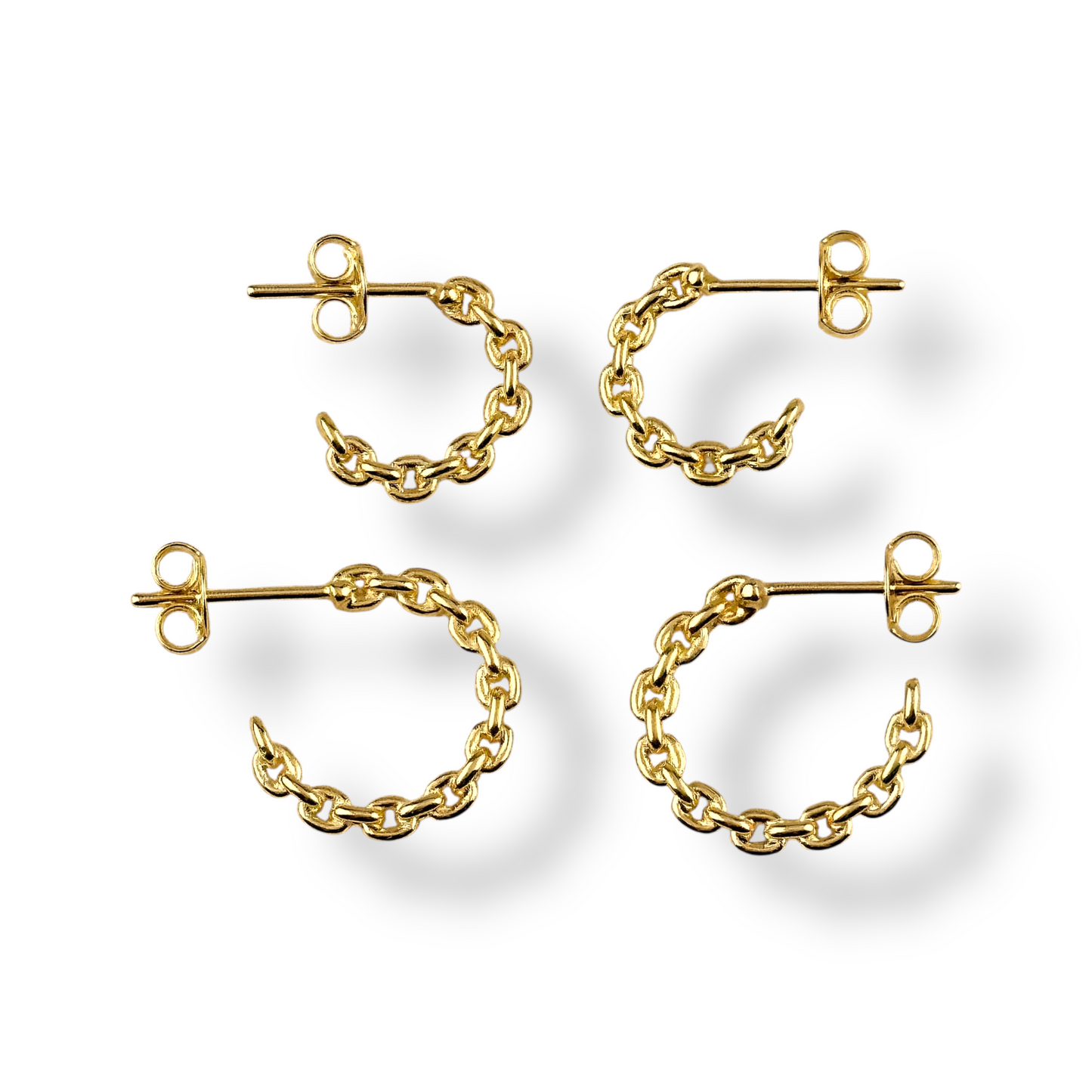 Cable Link Open Hoop 18k Gold Filled Earrings