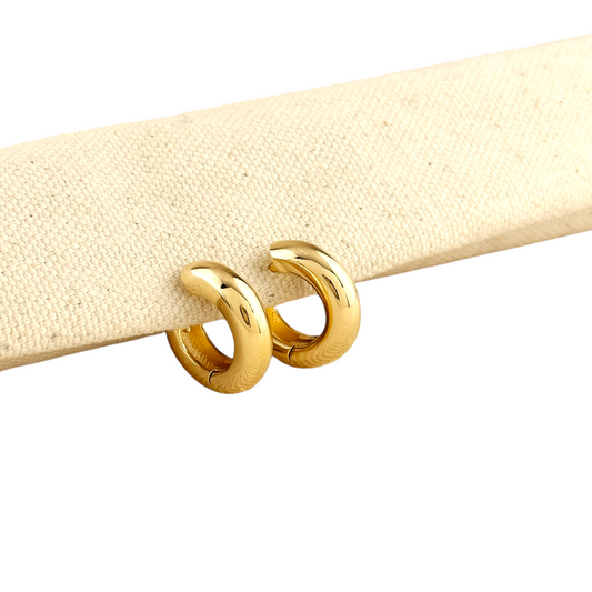 18mm Bold Huggie Hoop 18k Gold Filled Earrings