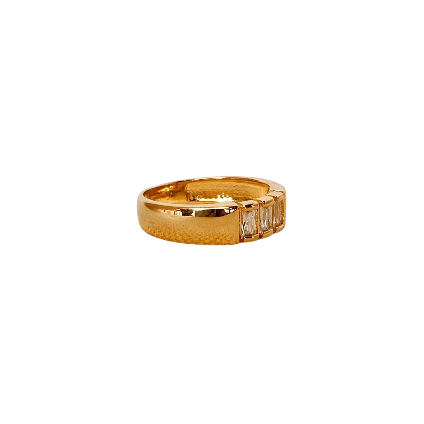 CZ Trio Baguette Band 18k Gold Filled Ring