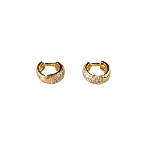 9.5mm CZ Huggie Hoop 18k Gold Filled Earrings