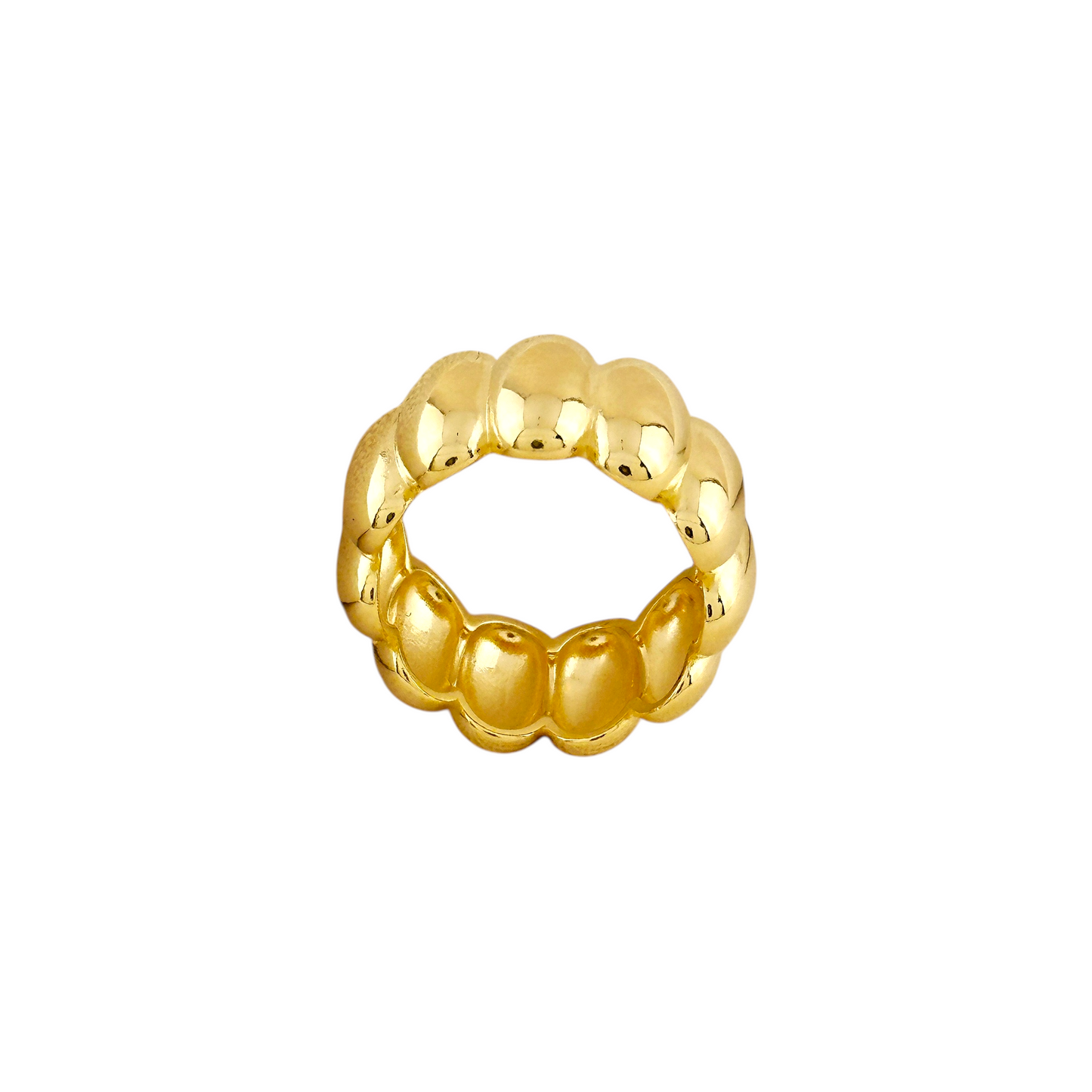 14mm Wavy Wide Band 18k Gold Filled Ring