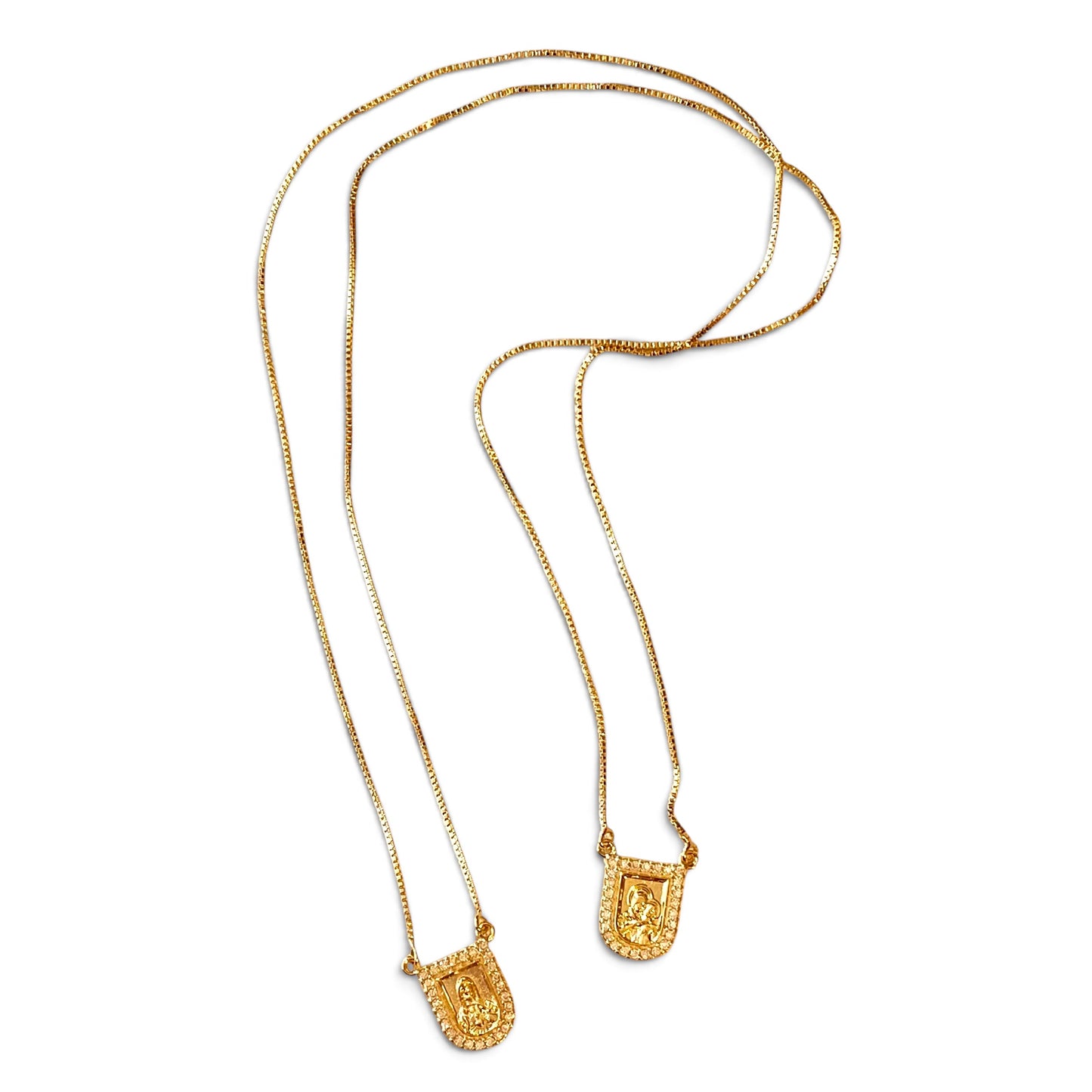 Sacred Heart Virgin Mary Scapular 18K Gold Filled Necklace