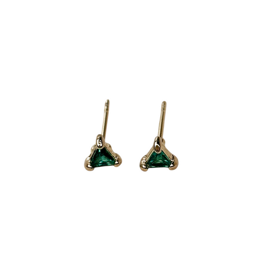 4mm CZ Triangle Stud 18K Gold Filled Earrings