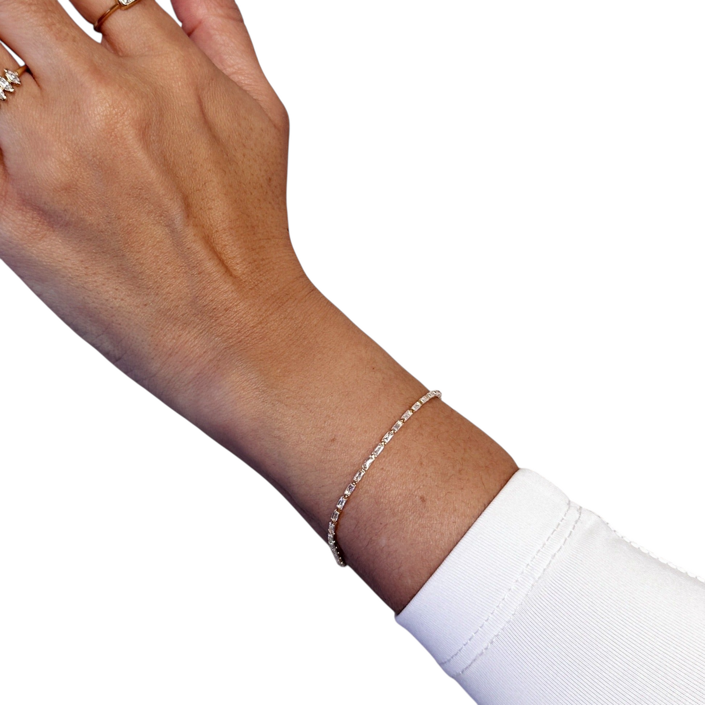 1.5mm Baguette CZ 18K Gold Filled Riviera Bracelet