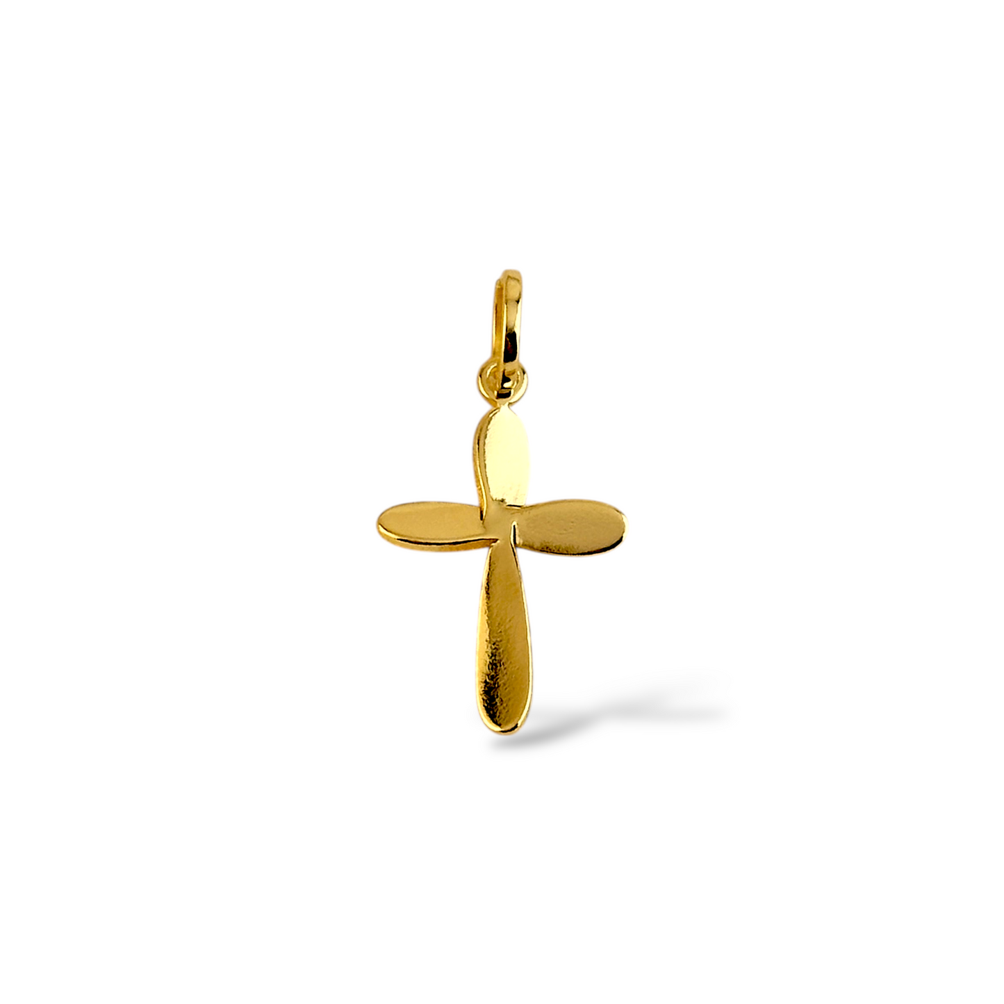 Cross Rounded Polished 28mm 18K Gold Filled Pendant