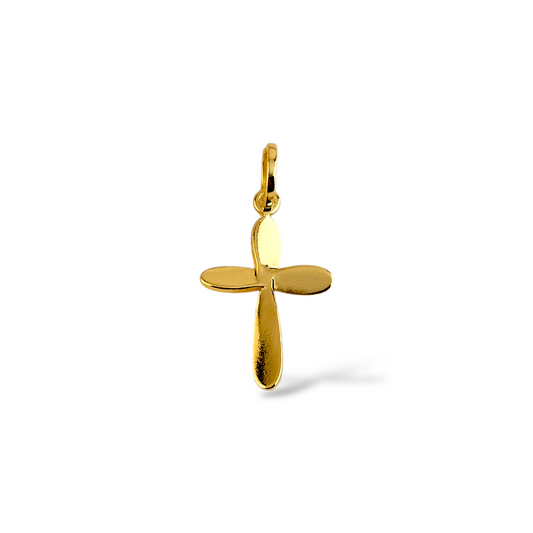 Cross Rounded Polished 28mm 18K Gold Filled Pendant