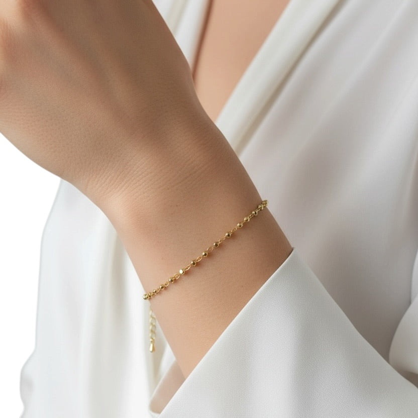 Beaded 2.5mm Bracelet in 18K gold-filled, view 3