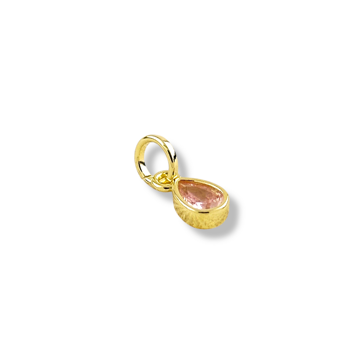Birthstone Bezel Teardrop CZ 13mm 18K Gold Filled Charm