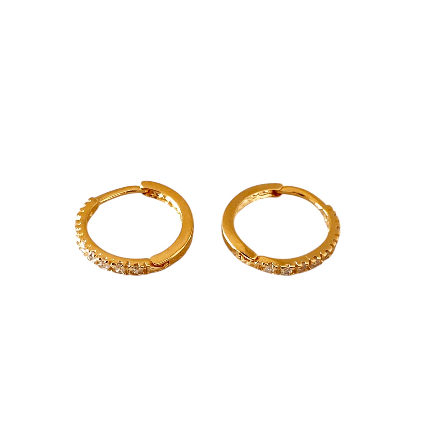 CZ Thin Line Huggie Hoop 18k Gold Filled Earrings