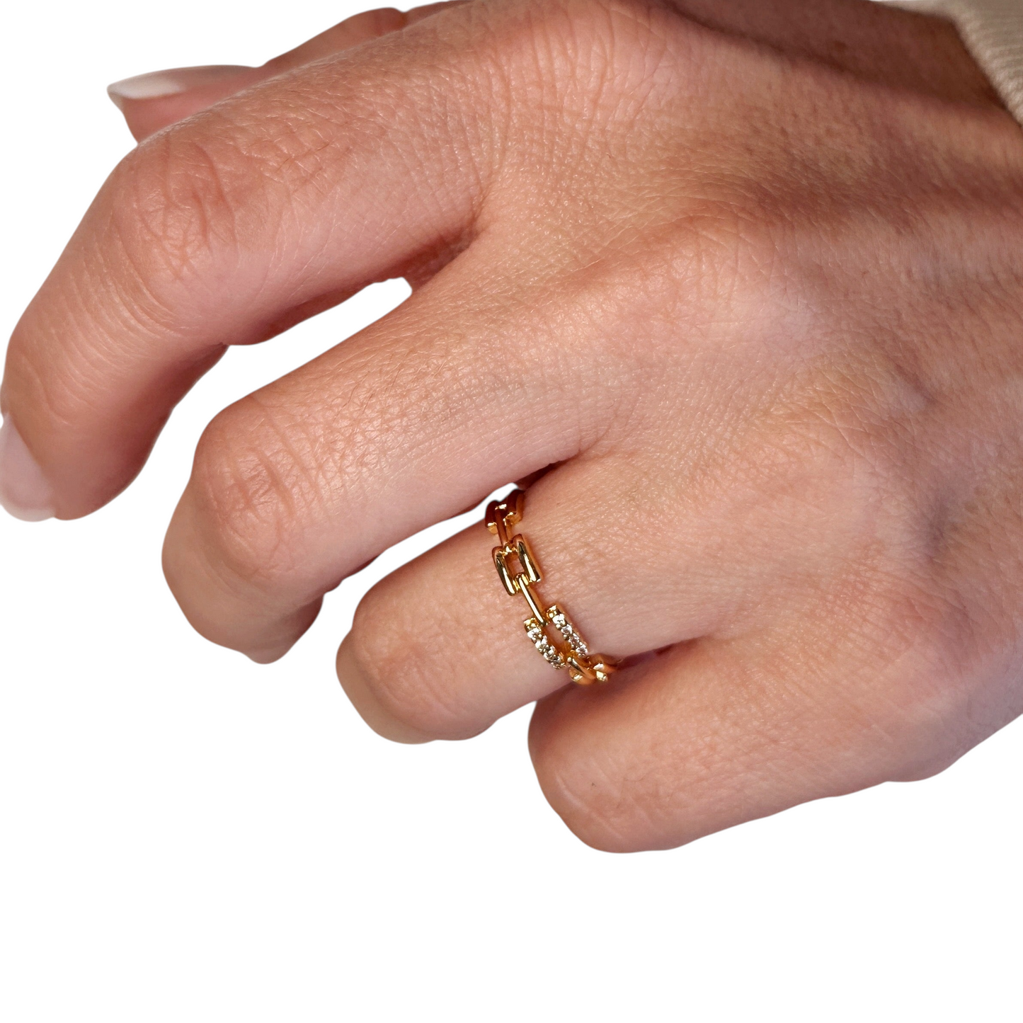 CZ Chain Link 18k Gold Filled Ring