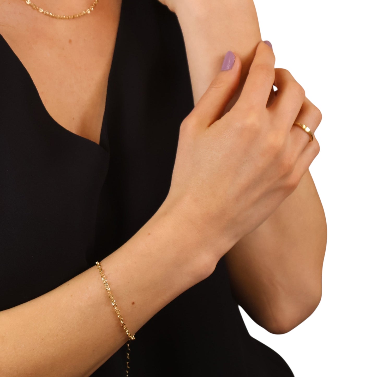 Diamond Cut Mirror Chain 18k Gold Filled Bracelet