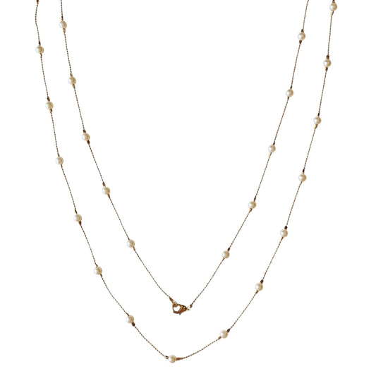 47.5" Long Pearl 18k Gold Filled Necklace